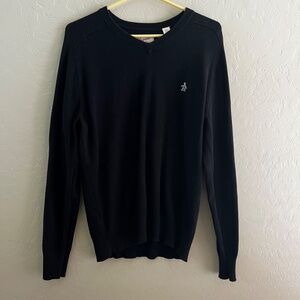 Men’s Black Cotton V-Neck Sweater